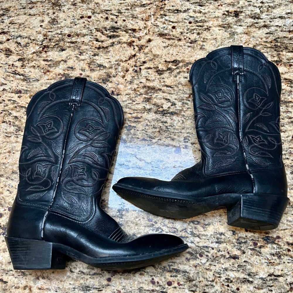 Ariat Heritage Black Leather Floral Embroidered Western Boots 15770 Womens 9B